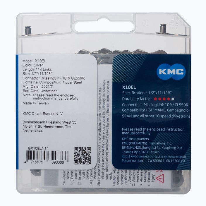 KMC X10 EL 10rz lánc 114 láncszem ezüst BX10ELN14 2