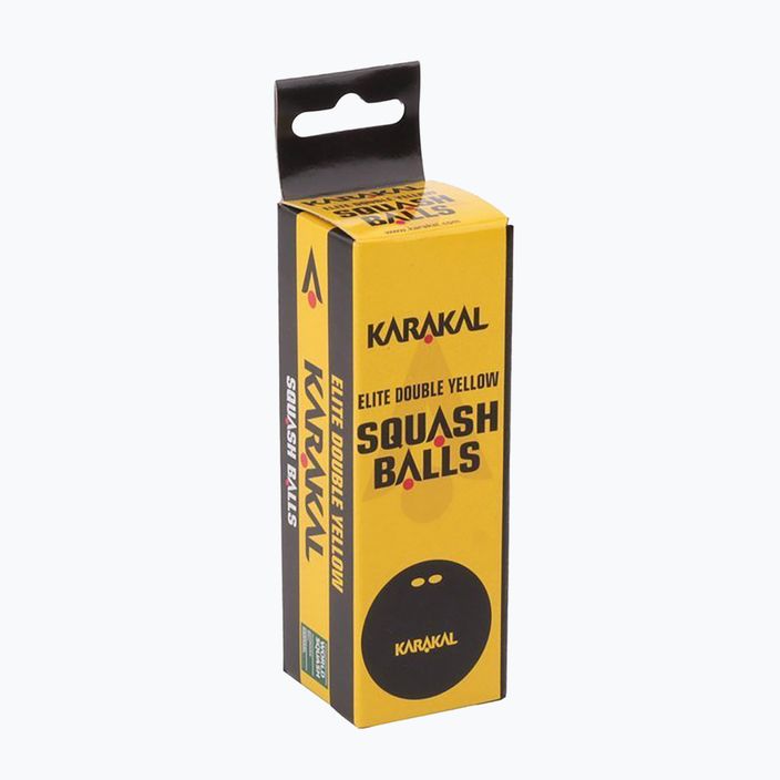 Karakal Elite Double Yellow Dot squash labdák 12 db fekete.