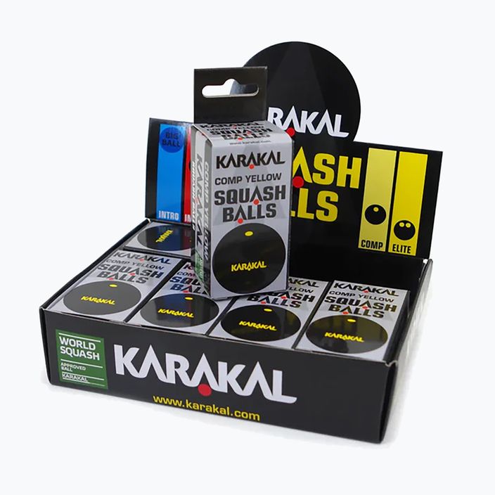 Squash labdák Karakal Comp Yellow Dot 12 db fekete. 2