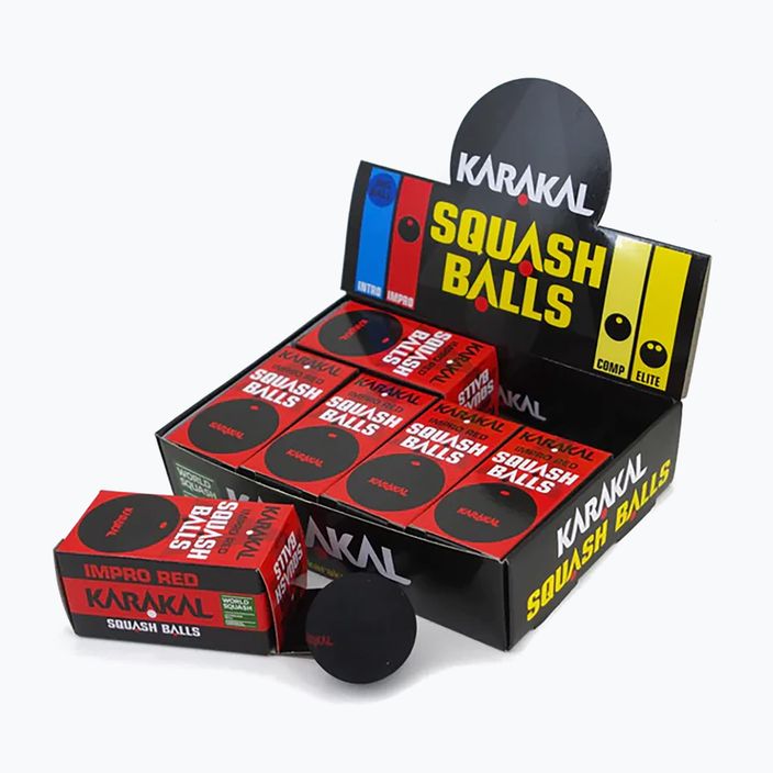 Karakal Impro Red Dot squash labdák 12 db fekete. 2
