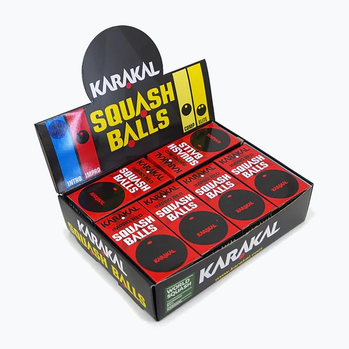 Karakal Impro Red Dot squash labdák 12 db fekete. 3