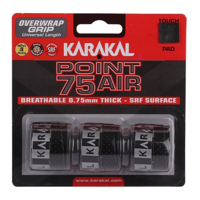 Karakal Point 75 Air 3 db fekete squash ütőcsomagolás. 2
