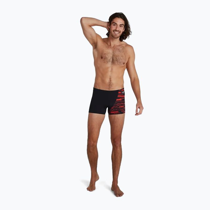 Speedo férfi Hyper Boom Placement V-Cut Aquashort úszó boxeralsó fekete és piros 8-09734 2
