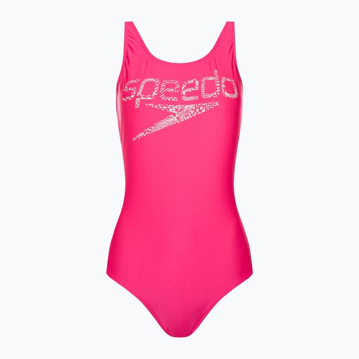 Női Speedo Logo Deep U-Back egyrészes fürdőruha rózsaszín 68-12369A657