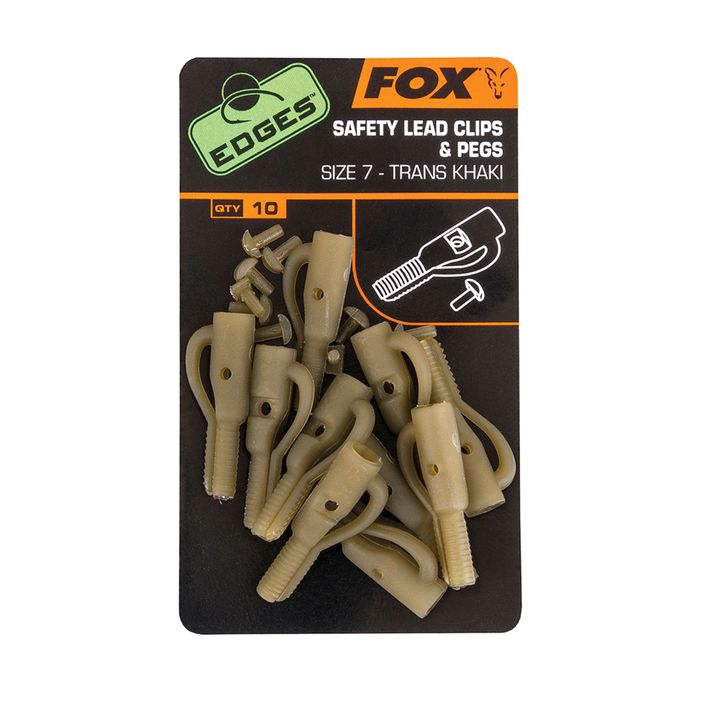 FOX Edges Secure Lead Clip + csapok 10 db. Trans Khaki CAC477 2