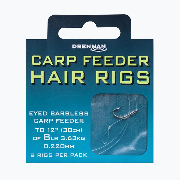 Drennan Carp Feeder Hair Rigs metódusos vezető horog nélküli horoggal 8 + vonal 8 tiszta HNHCFD016