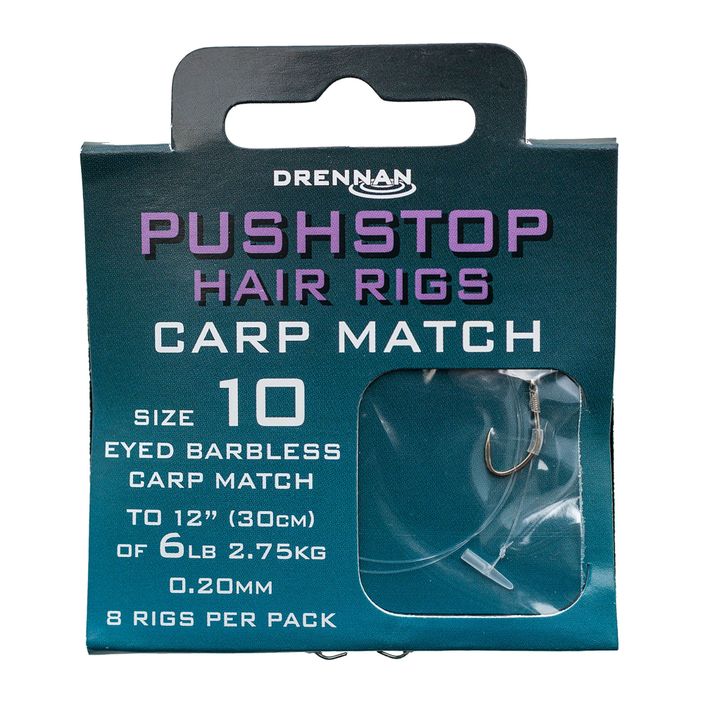 Drennan Pushstop H'Rig Carp Match metódusú előke stopperrel, horog nélküli horog + zsinór 8 db átlátszó HNQCMA014 2