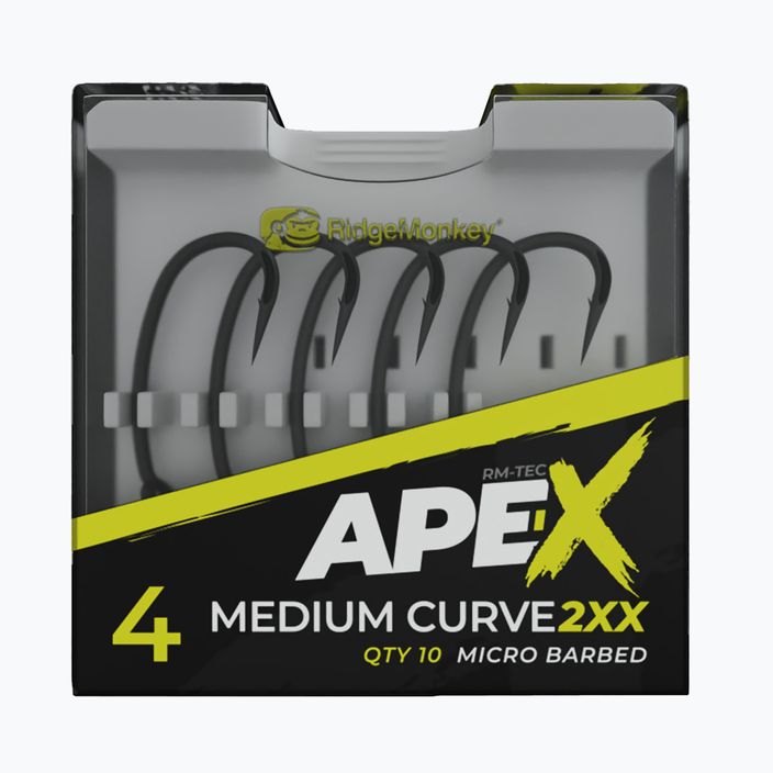 Ridge Monkey Ape-X Medium Curve Hooks 2XX szúrós szürke RMT256 2