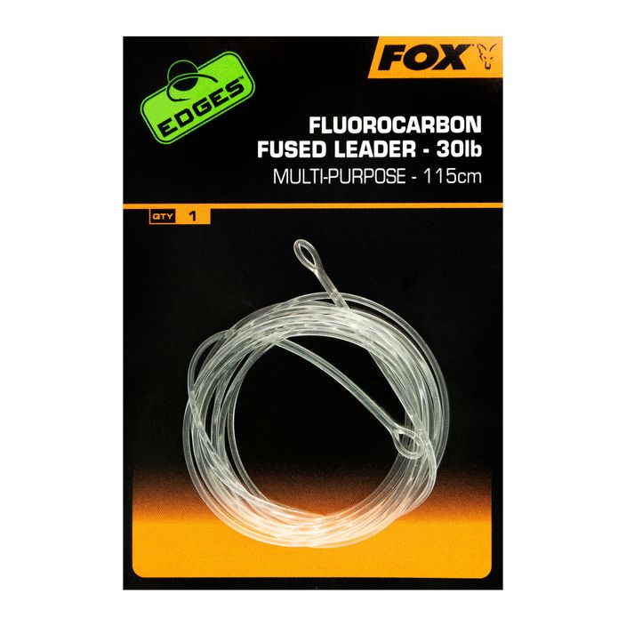 Fox Fluorocarbon pontyos előke Fused leader 30 lb - No Swivel 115 cm átlátszó CAC720 2