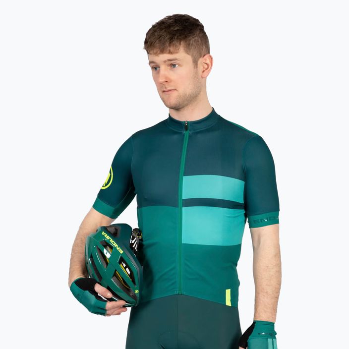 Férfi Endura FS260 Print S/S kerékpáros trikó smaragdzöld