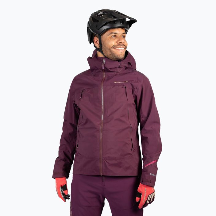 férfi kerékpáros kabát Endura MT500 Waterproof II aubergine