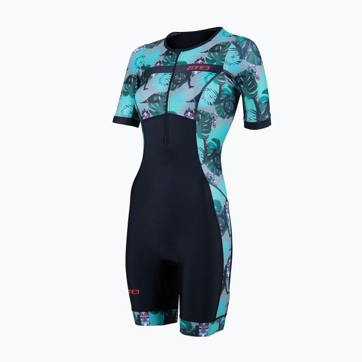 Női triatlonruha ZONE3 Activate+ Short Sleeve Trisuit tribal rush/black/khaki