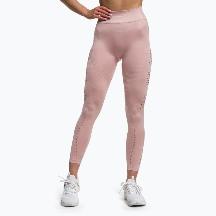 Női edző leggings Gymshark Flawless Shine Seamless rózsaszín / fehér