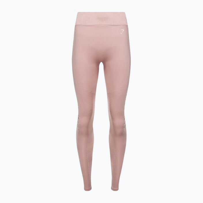 Női edző leggings Gymshark Flawless Shine Seamless rózsaszín / fehér 5
