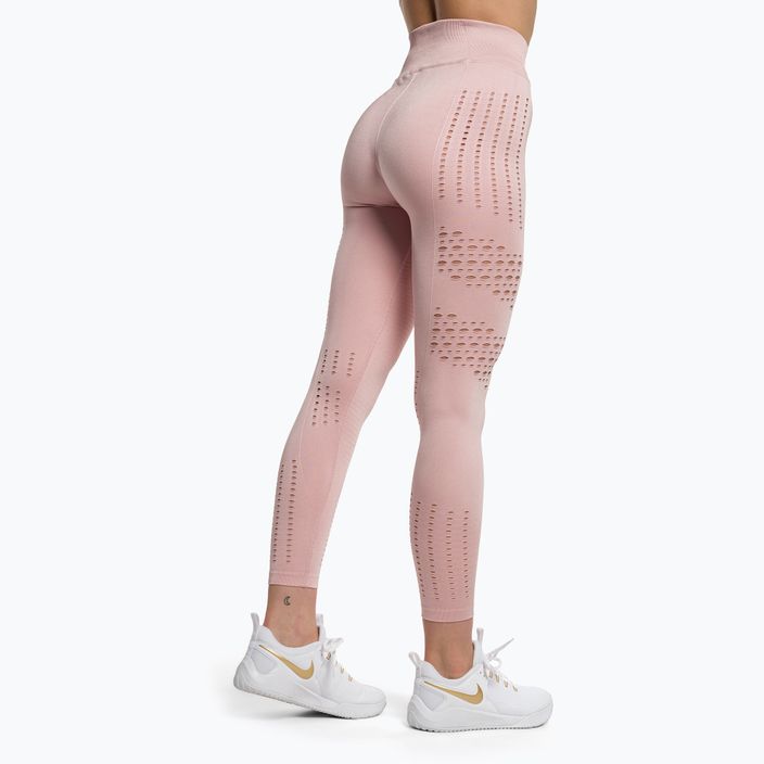 Női edző leggings Gymshark Flawless Shine Seamless rózsaszín / fehér 3