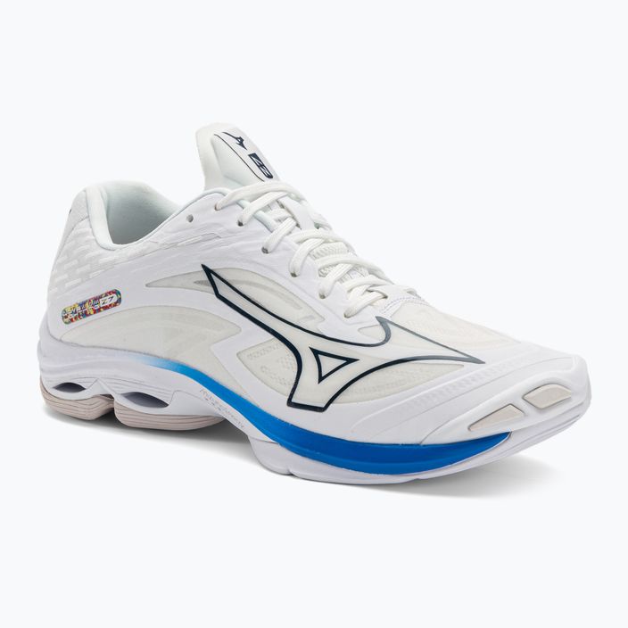 Férfi röplabda cipő Mizuno Wave Lightning Z7 festetlen fehér/holdfényes óceán/béke kék