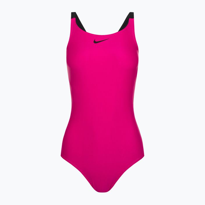 Női egyrészes fürdőruha Nike Logo Tape Fastback rózsaszín NESSB130-672