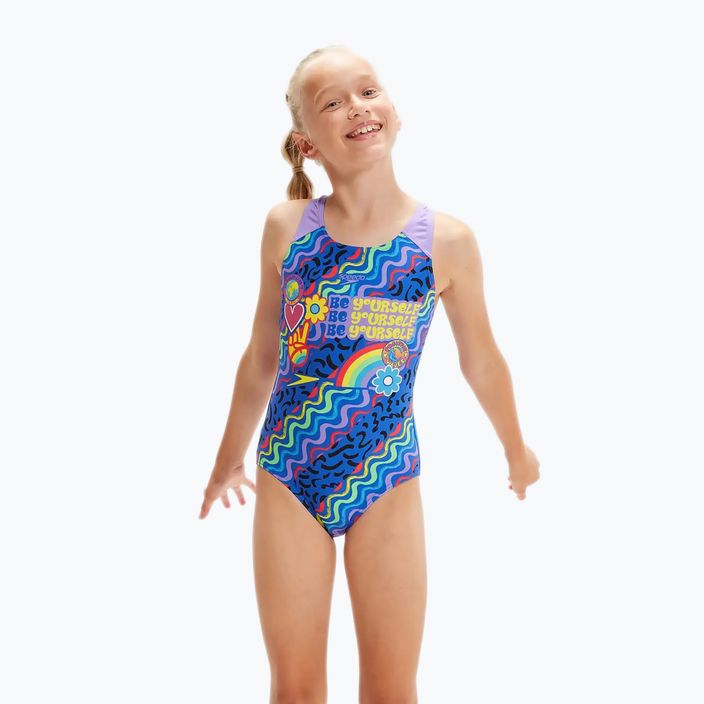 Speedo Digital Placement Splashback egyrészes gyermek fürdőruha kék és lila 8-00262514737 5