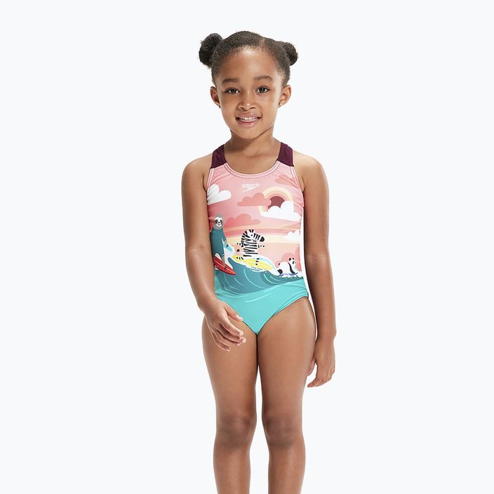 Speedo Digitális nyomtatott egyrészes gyermek fürdőruha kék és rózsaszín 8-0797015159 4