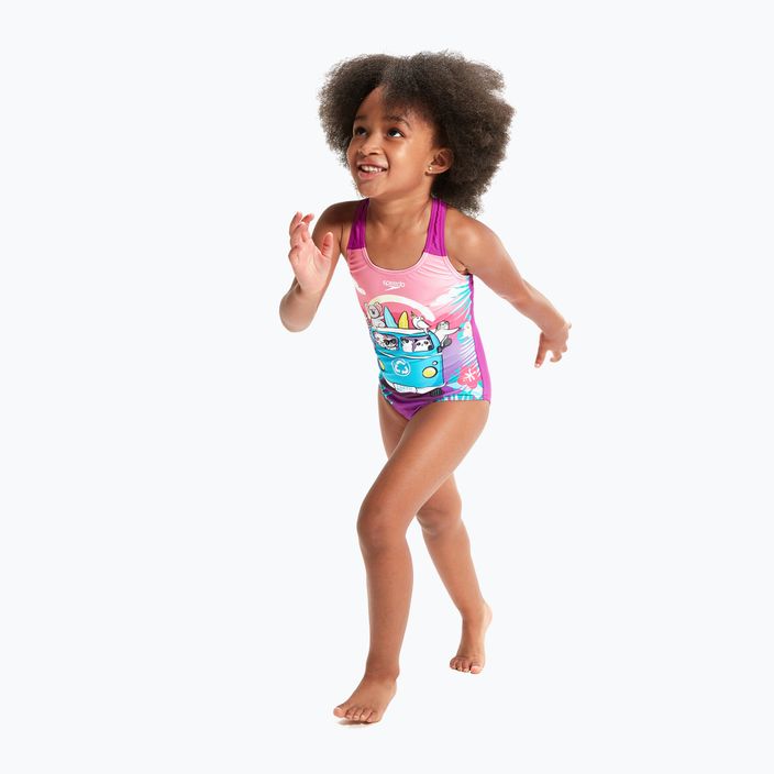 Speedo Digitális nyomtatott egyrészes gyermek fürdőruha rózsaszín-lila 8-0797015162 4