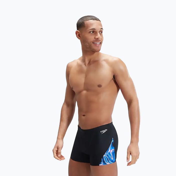 Férfi Speedo Allover Digi V-Cut úszó boxeralsó fekete/kék 8
