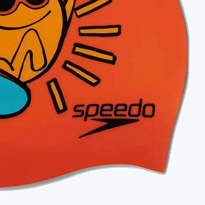Speedo Junior nyomtatott szilikon narancssárga/sárga gyermek úszósapka 4