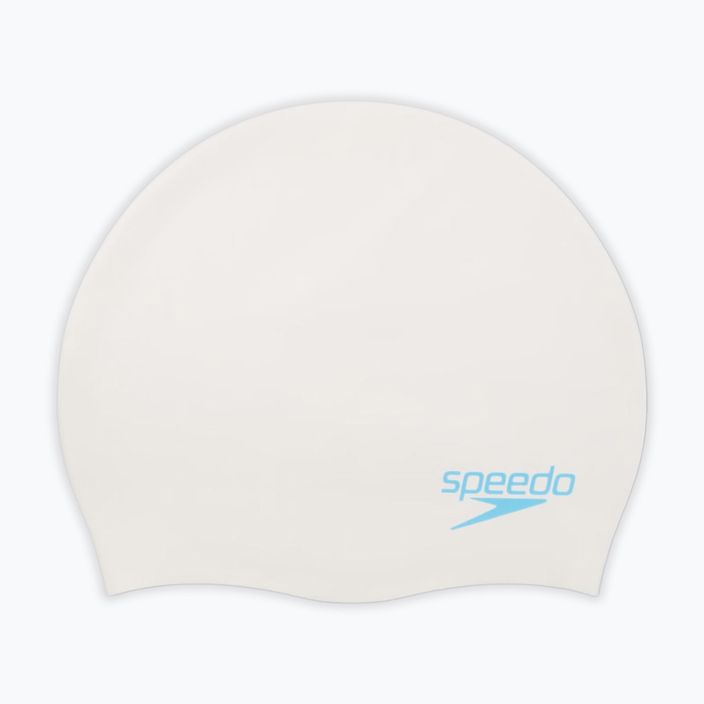 Speedo Plain Moulded szilikon gyermek úszósapka fehér/aqua splash