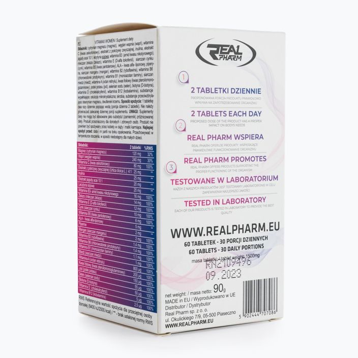 Vitamax WOMEN Real Pharm vitaminok és ásványi anyagok 60 tabletta 707086 2
