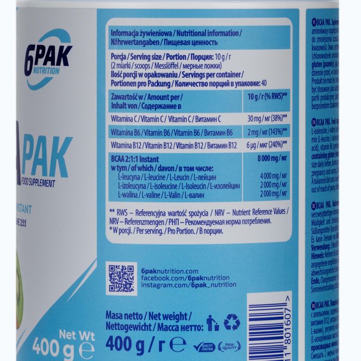 BCAA 6PAK aminosavak 400g narancs-kiwi PAK/013#POMKI 3
