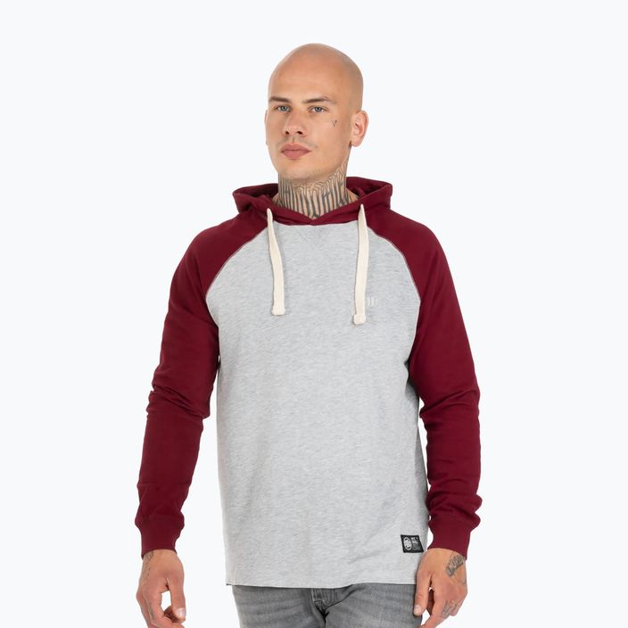 Férfi pulóver Pitbull West Coast Hooded Small Logo grey/burgundy
