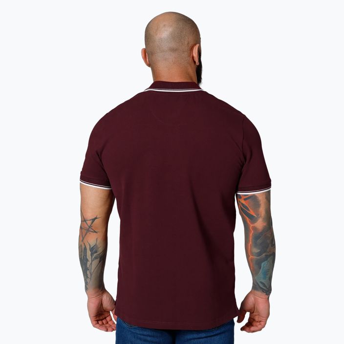 Pitbull West Coast Polo Pique Stripes Regular burgundy férfi galléros póló 3