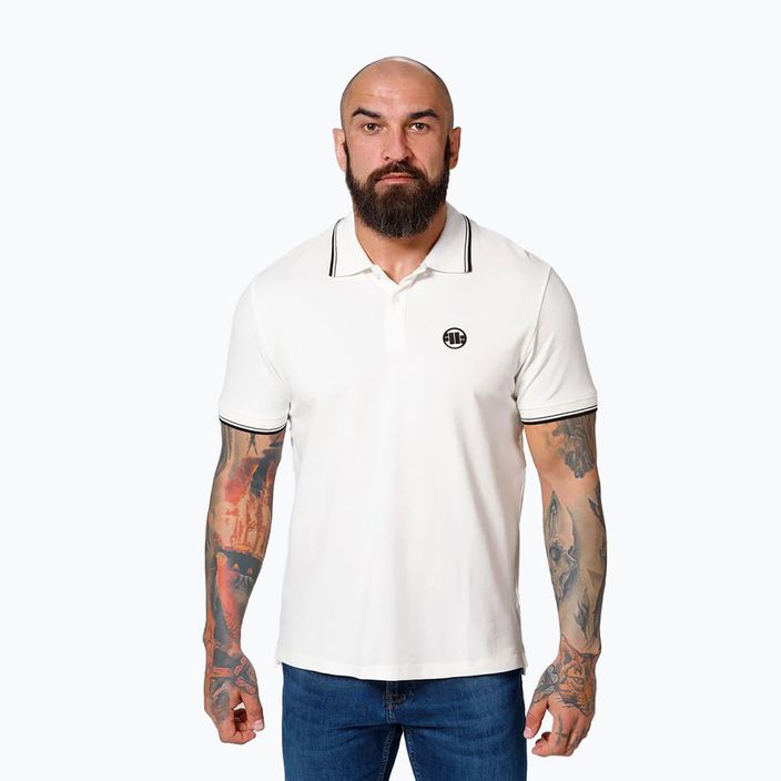 Pitbull West Coast Polo Pique Stripes Regular white férfi galléros póló