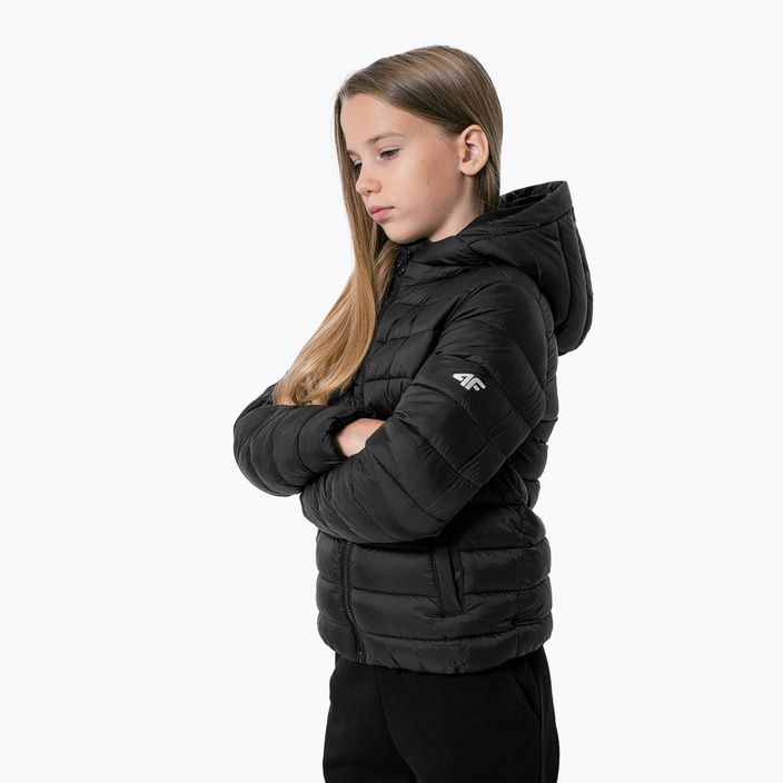 Gyermek pehelypaplan kabát 4F fekete HJZ22-JKUDP001