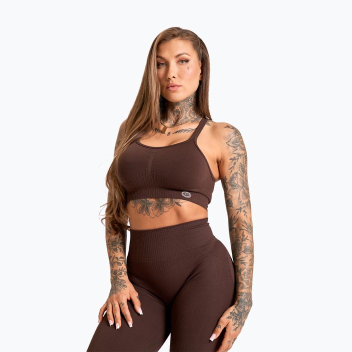 Női edző leggings Gym Glamour Push Up 2.0 csokoládé 5