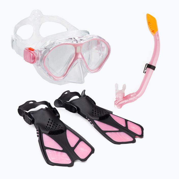 AQUASTIC rózsaszín gyerek snorkeling szett Maszk + Uszony + Pipa MSFK-01SR