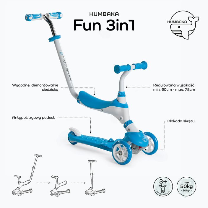 HUMBAKA Fun 3in1 kék gyerek roller KS002 2