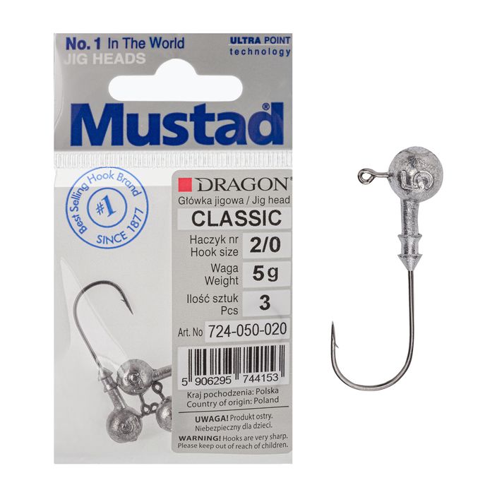 Mustad Classic jigfej 3 db. 2/0 ezüst PDF-724-050-020 2
