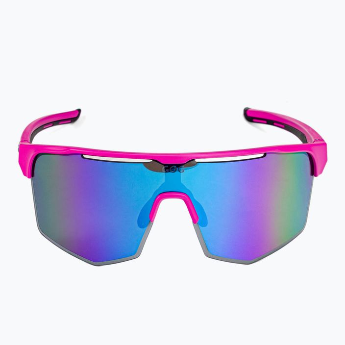 GOG Athena matt neon rózsaszín / fekete / többszínű fehér-kék kerékpáros szemüveg E508-3 3