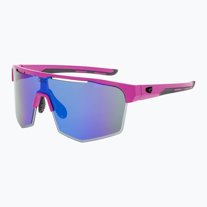 GOG Athena matt neon rózsaszín / fekete / többszínű fehér-kék kerékpáros szemüveg E508-3 5
