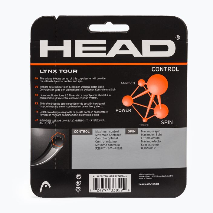 Tenisz húr HEAD Lynx Tour szürke 281790 2