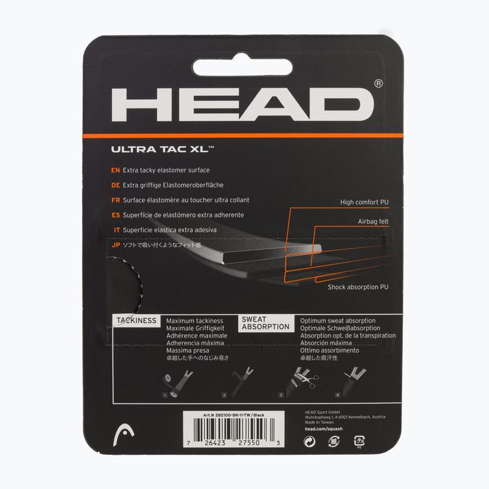 HEAD SQ UltraTac Xl Squash Wrap fekete 282100 2