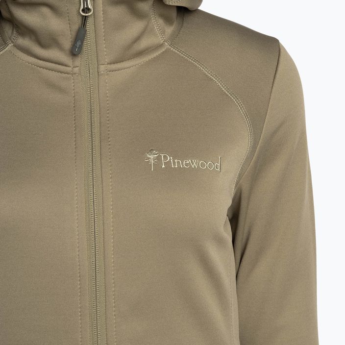 Női trekking pulóver Pinewood Finnveden Hoodie közép khaki színben 10