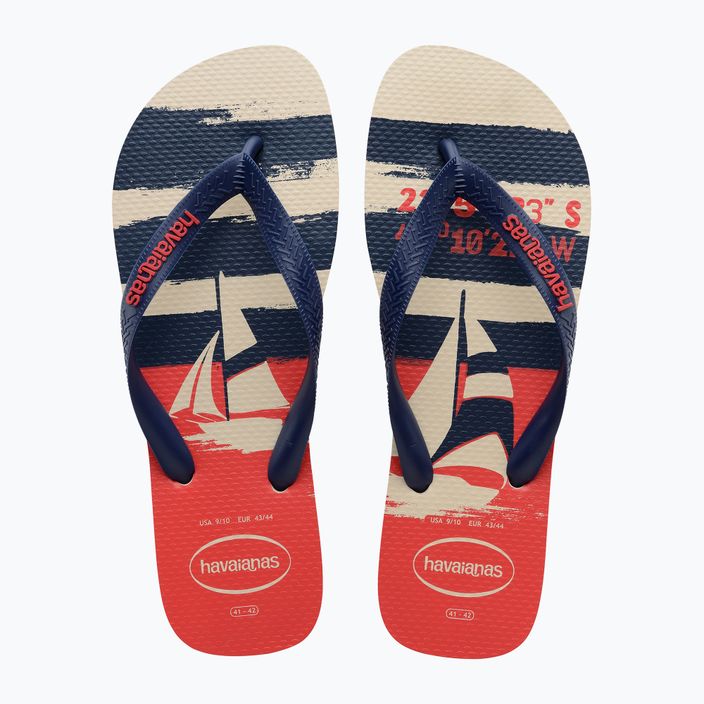 Havaianas Top Nautical beige straw / navy blue / ruby red flip-flop papucs 10