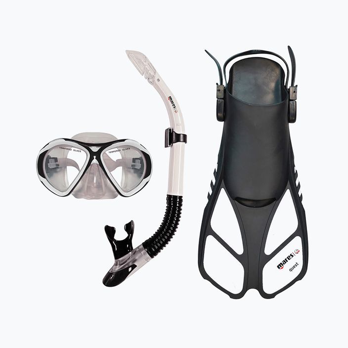 Mares ABC Quest Travel Dive Set maszk + snorkel + uszonyok fehér és fekete 410797 11
