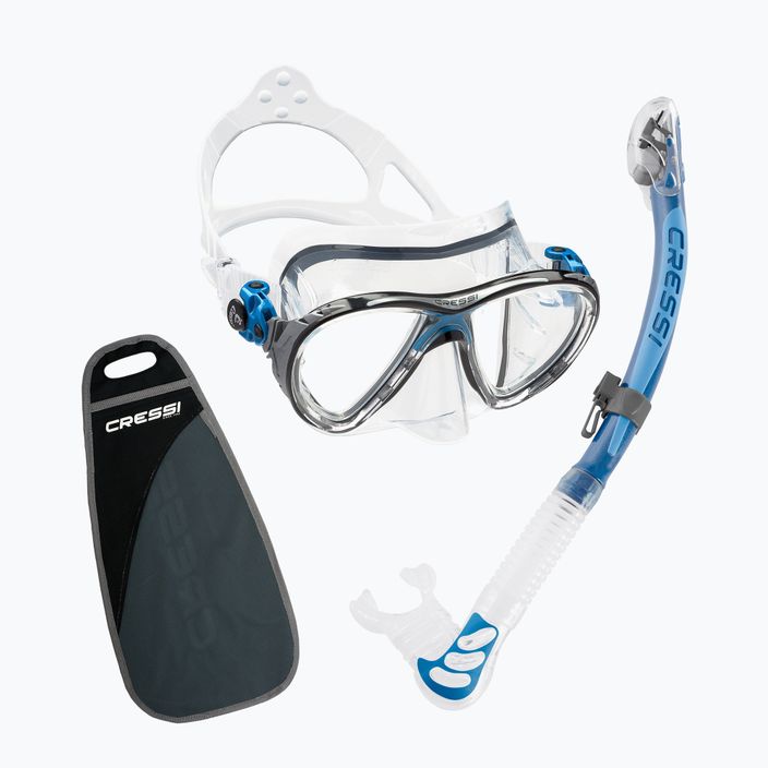 Cressi Big Eyes Evolution búvárszett + Alpha Ultra Dry maszk + snorkel kék DS337020