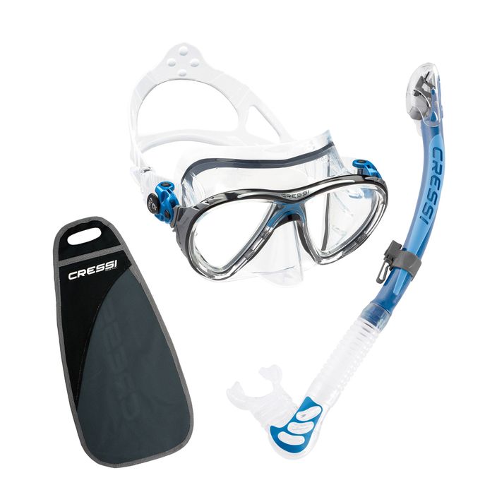 Cressi Big Eyes Evolution búvárszett + Alpha Ultra Dry maszk + snorkel kék DS337020 2