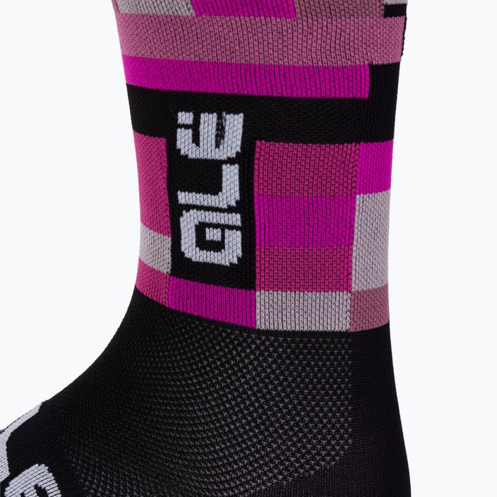 Alé Match fekete/rózsaszín kerékpáros zokni L22218543 3