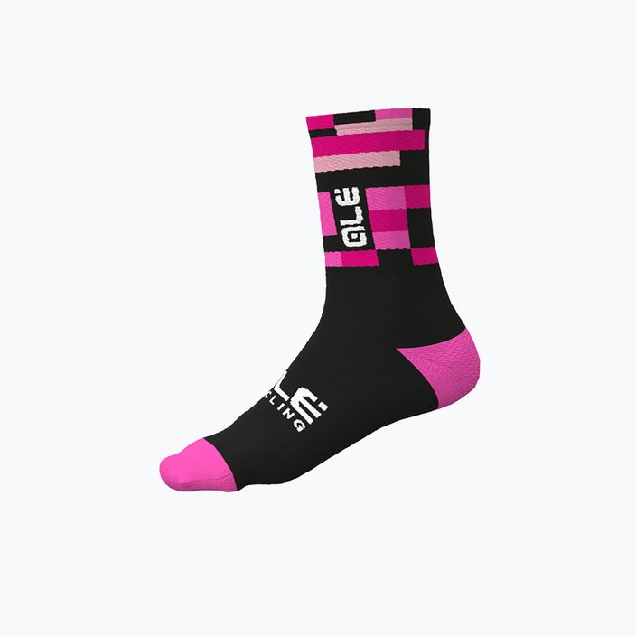 Alé Match fekete/rózsaszín kerékpáros zokni L22218543 4