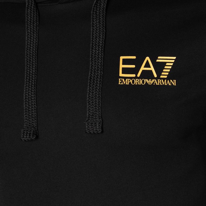 Férfi pulóver EA7 Emporio Armani Train Logo Series Hoodie Extended Logo Coft black/gold logo 3