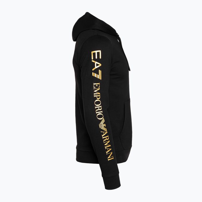 Férfi pulóver EA7 Emporio Armani Train Logo Series Hoodie Extended Logo Coft black/gold logo 4